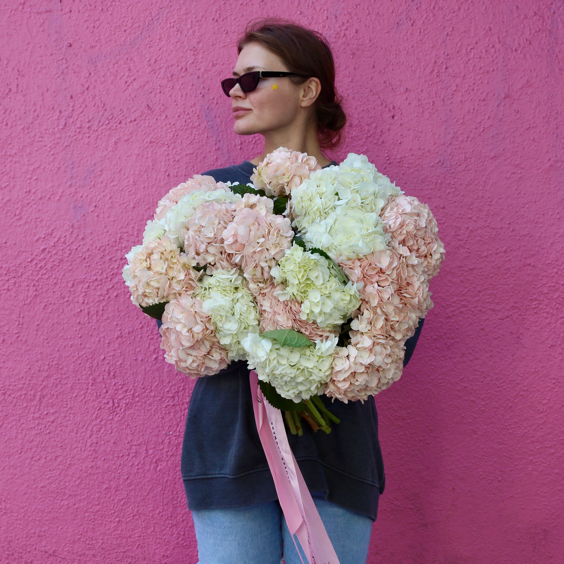 Pink Pearl floral arrangement from Pink Clover LA, styled with fresh blooms and calming tones