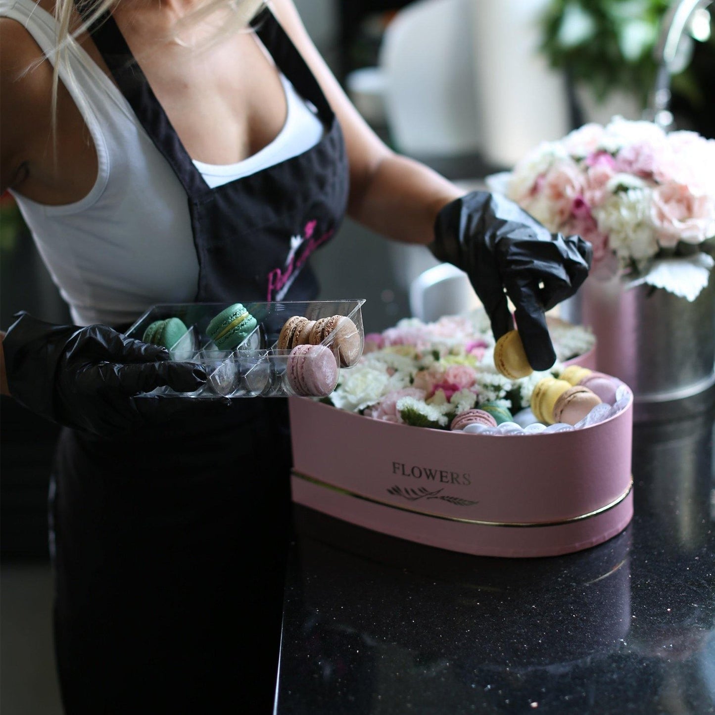 Flowers and Macarons - Los Angeles Florist - Pink Clover
