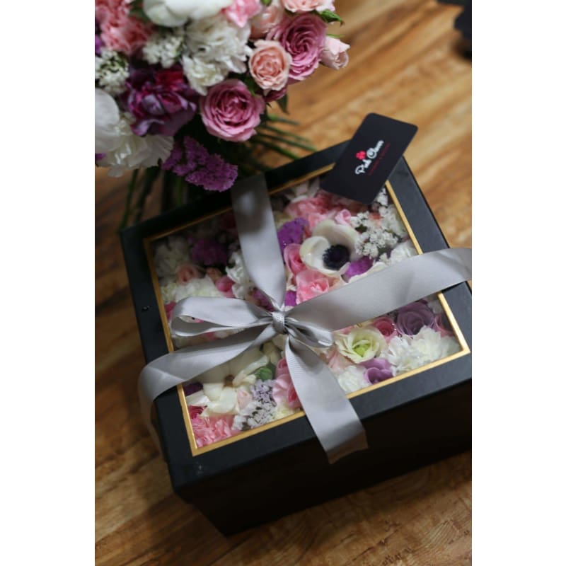 Flowers in a Square Box - Los Angeles Florist - Pink Clover