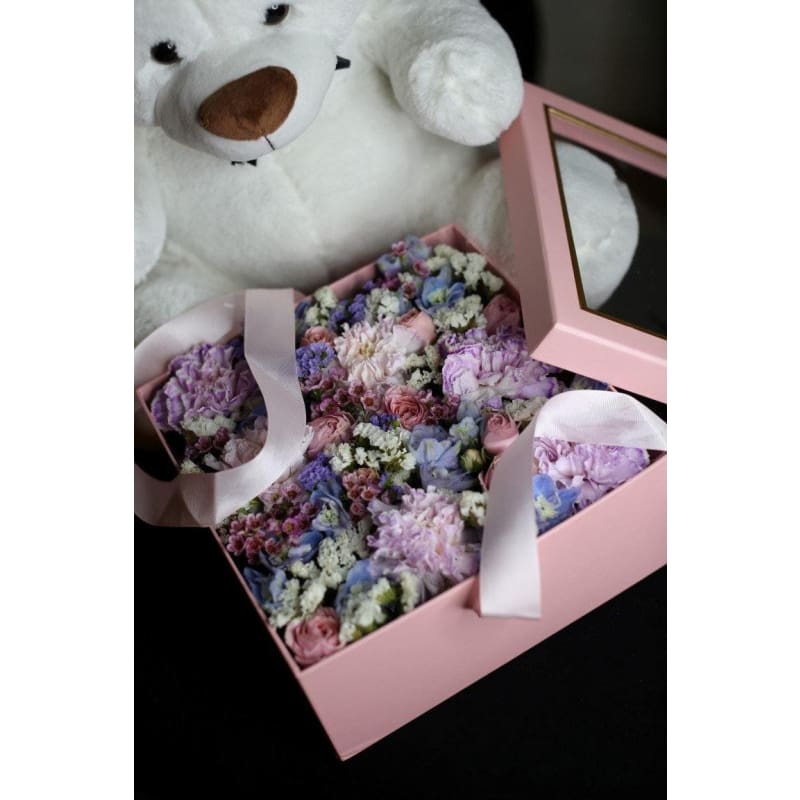 Flowers in a Square Box - Los Angeles Florist - Pink Clover