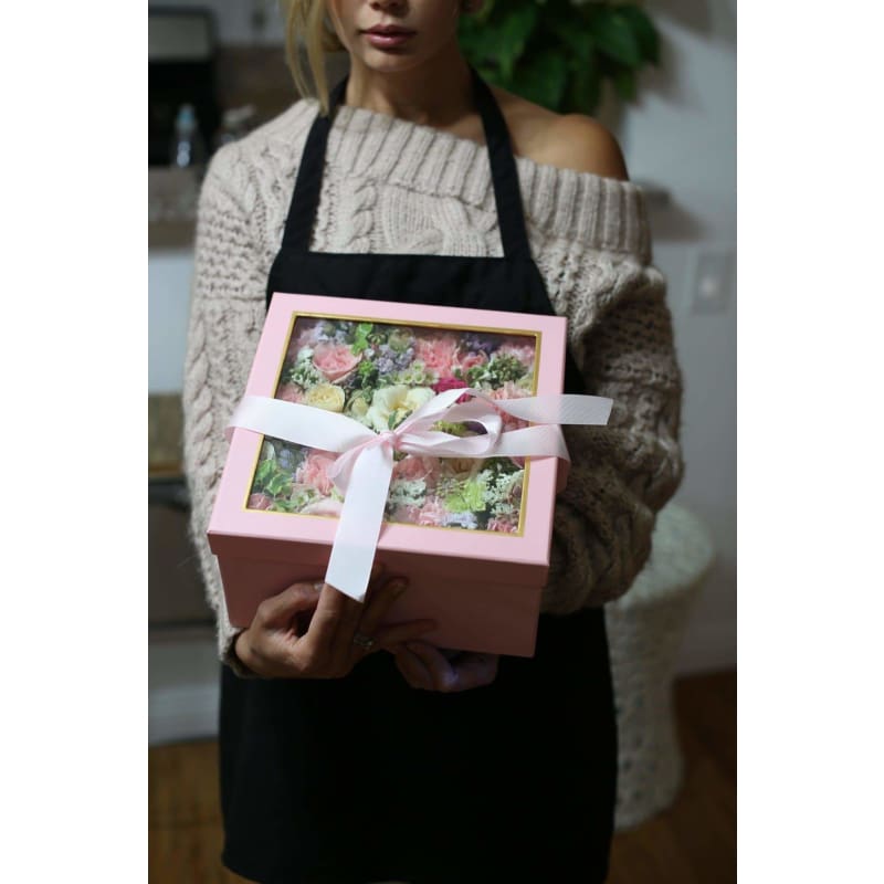 Flowers in a Square Box - Los Angeles Florist - Pink Clover