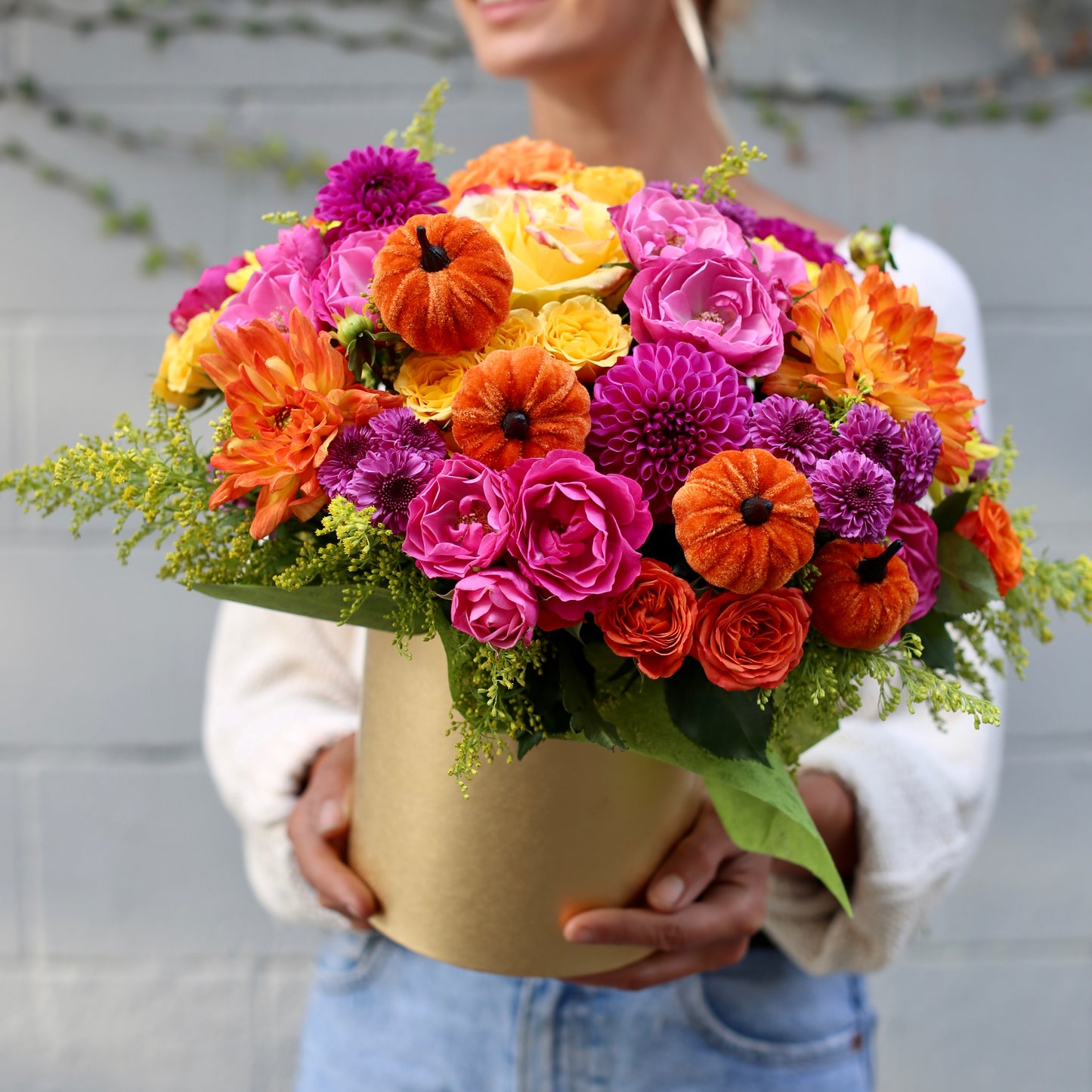 Pumpkin Box - Los Angeles Florist - Pink Clover