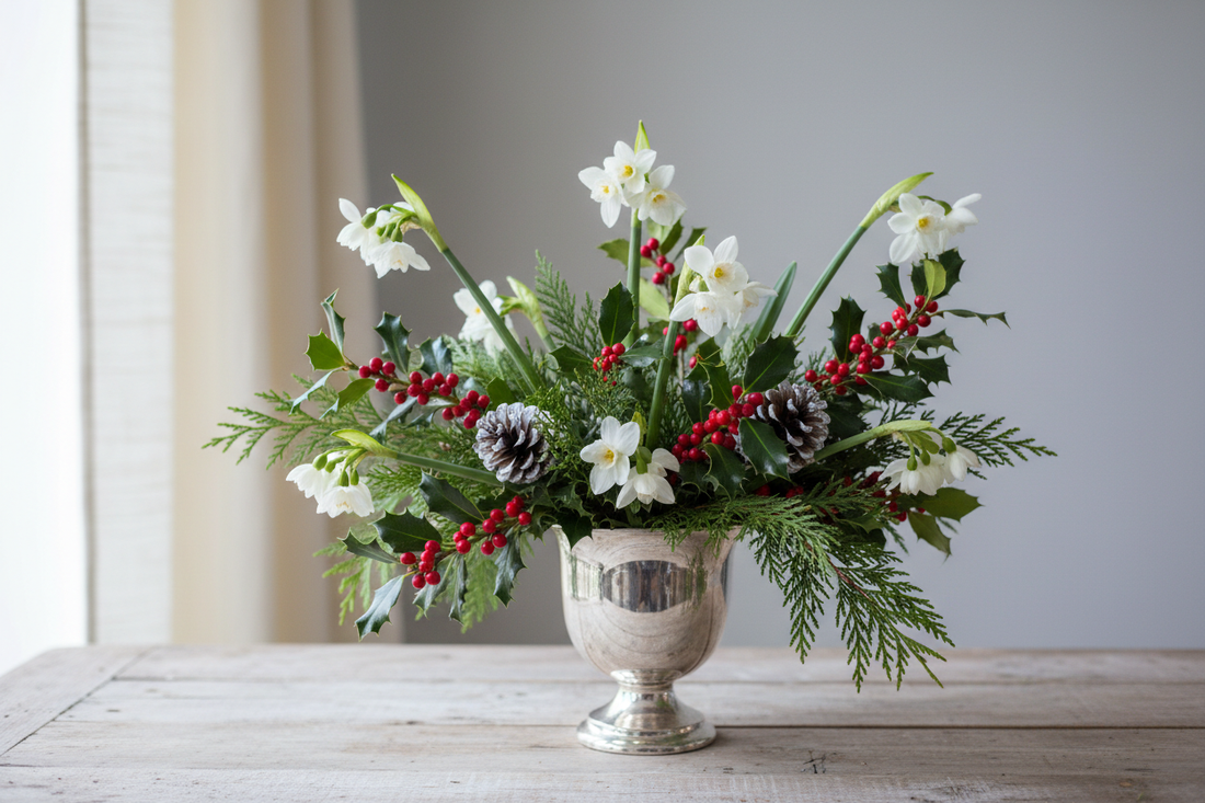 december birth flower narcissus and holly