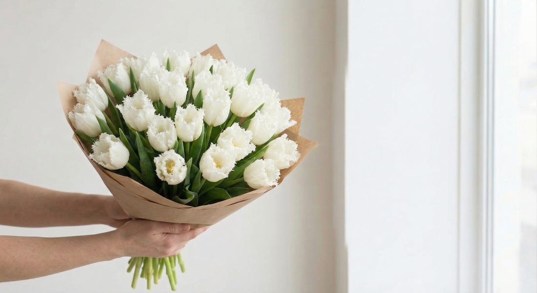 White tulips bouquet same-day flower delivery Los Angeles