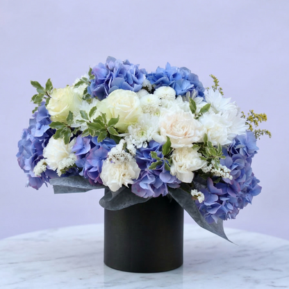 Dora - premium white and blue flower box same-day delivery Los Angeles