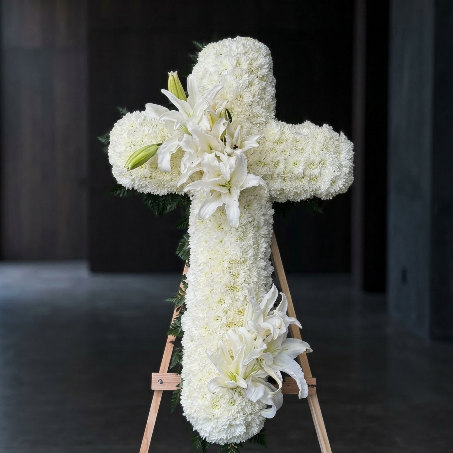 Funeral Cross White Lily - premium white lily same-day delivery Los Angeles