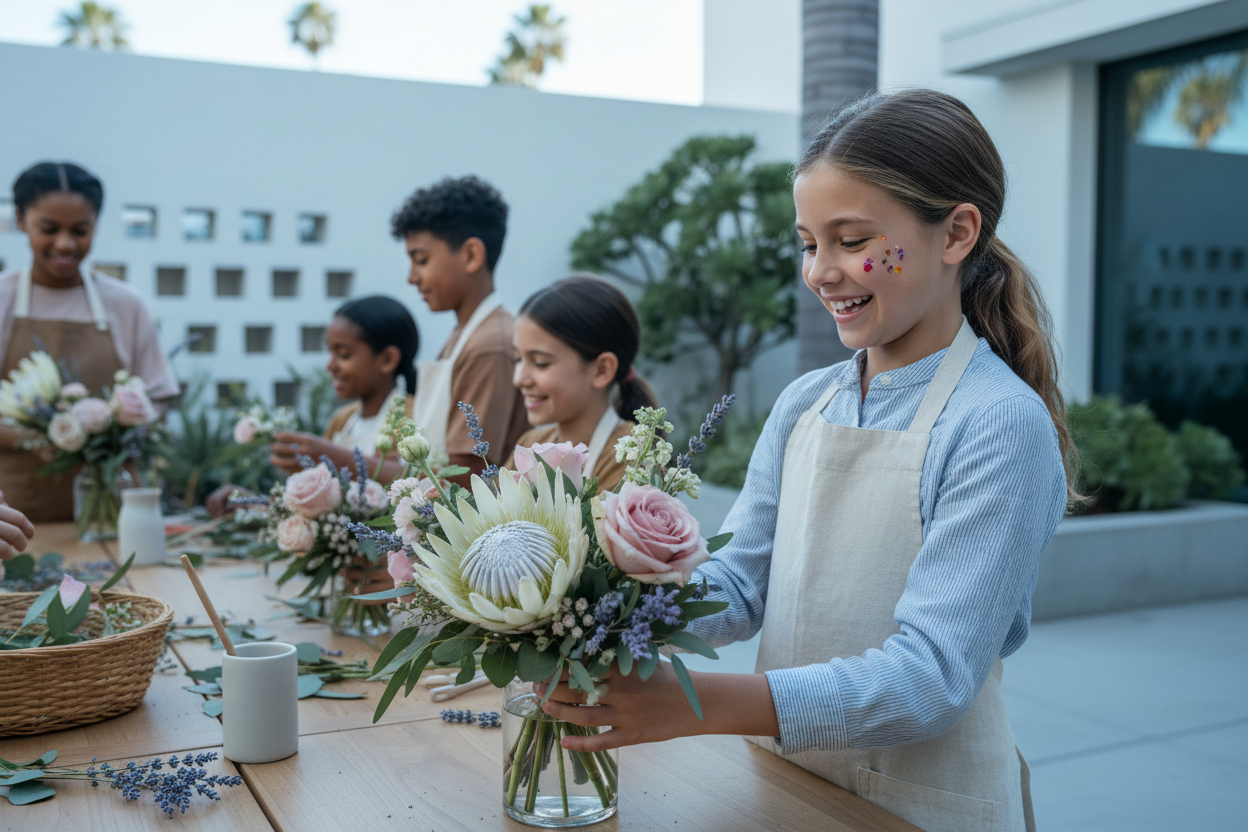 Kids Summer Flower Camp - fresh floral arrangement delivery in Los Angeles by Pink Clover