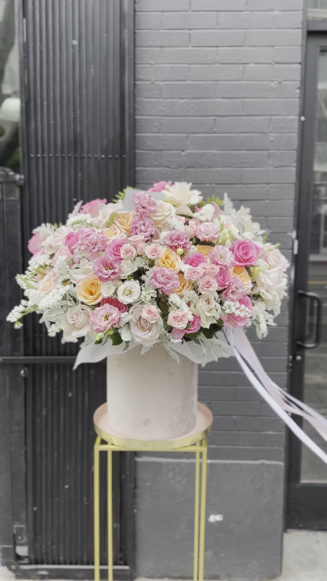 
                  
                    Load and play video in Gallery viewer, Pink Cloud (pink roses, orange roses, lisianthus)
                  
                