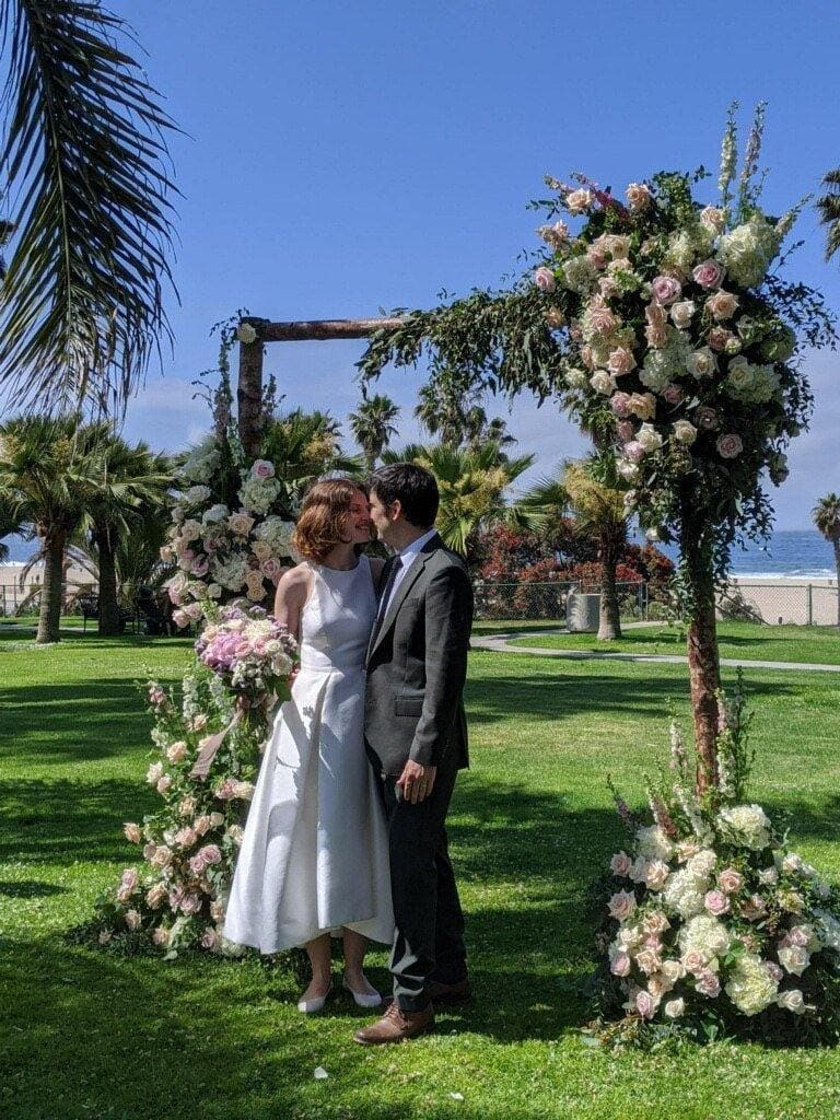 Wedding arch with flower clouds