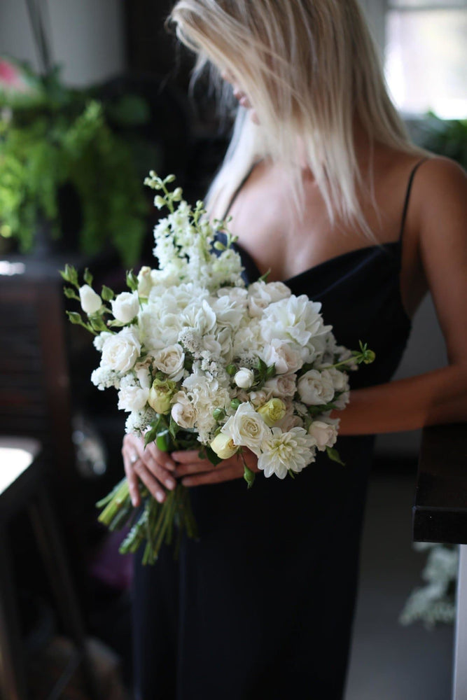 
                  
                    Adele(White roses and hydrangea bridal bouquet) - Los Angeles Florist - Pink Clover
                  
                