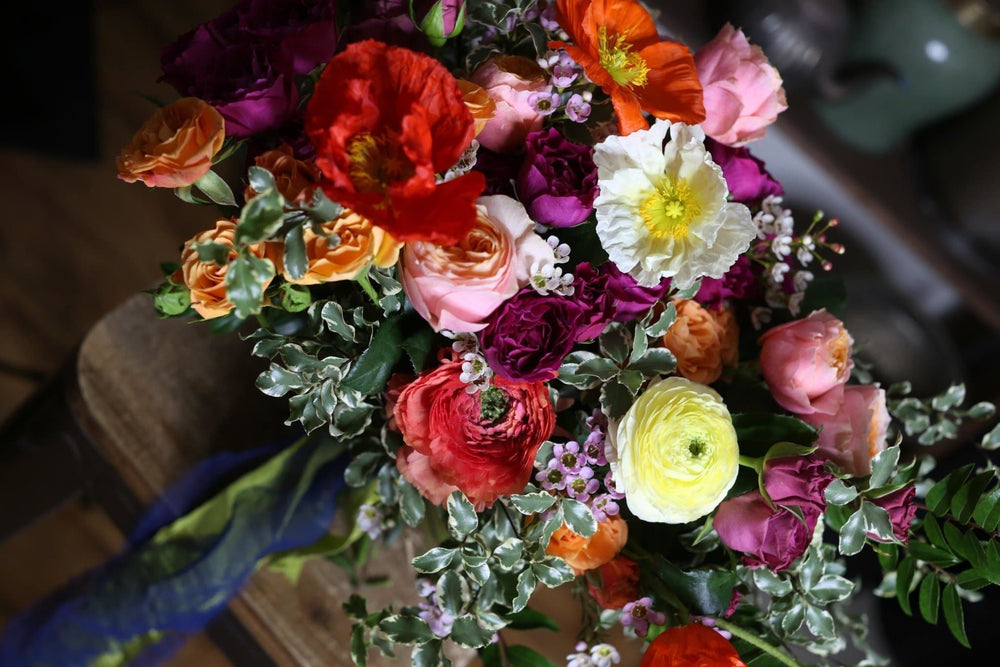 Alisa(Poppy and ranunculus flower bouquet) - Los Angeles Florist - Pink Clover