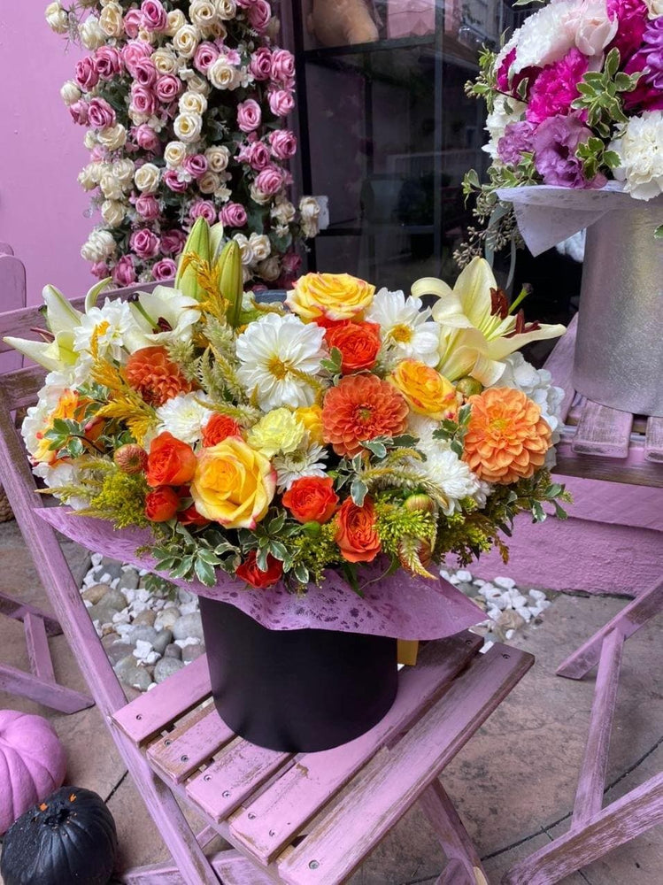 Amelita (Gorgeous arrangement of dahlias ,lilies ,roses) - Los Angeles Florist - Pink Clover