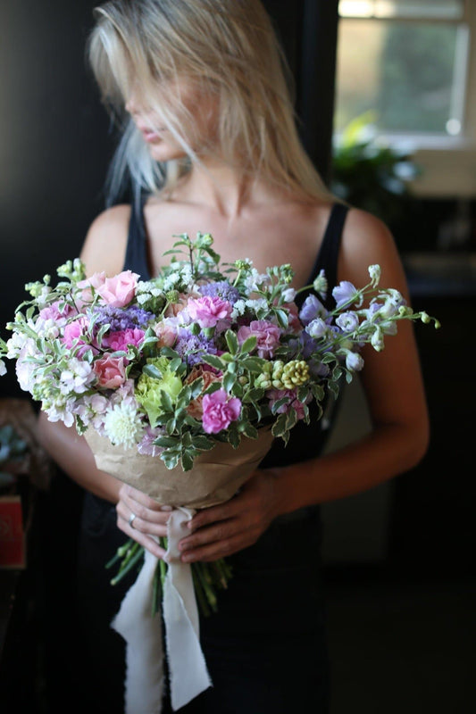 Cristal(Pink carnations with flowers mix bouquet) - Los Angeles Florist - Pink Clover