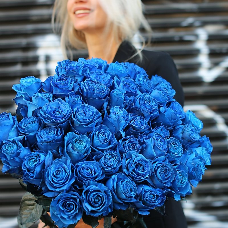 Diamond Bouquet of fresh Blue Roses - Los Angeles Florist - Pink Clover