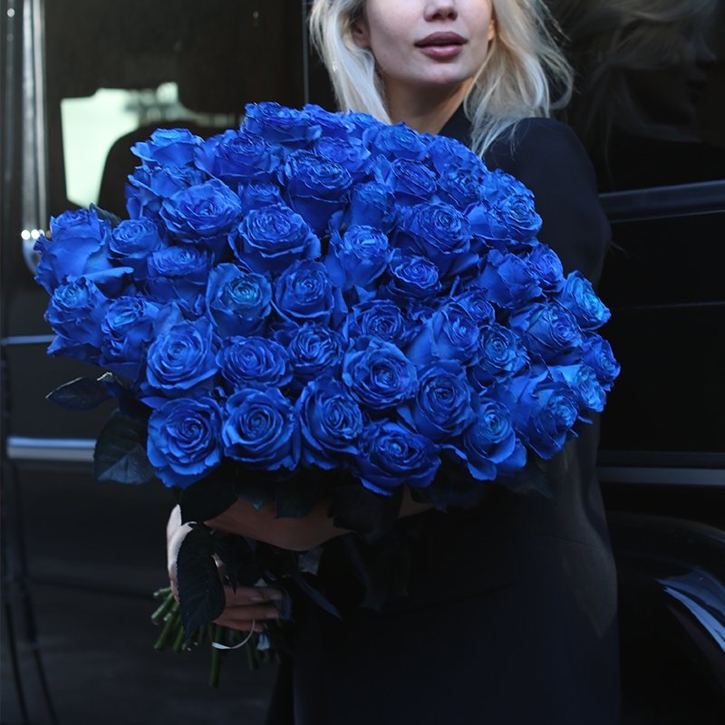 Diamond Bouquet of fresh Blue Roses - Los Angeles Florist - Pink Clover