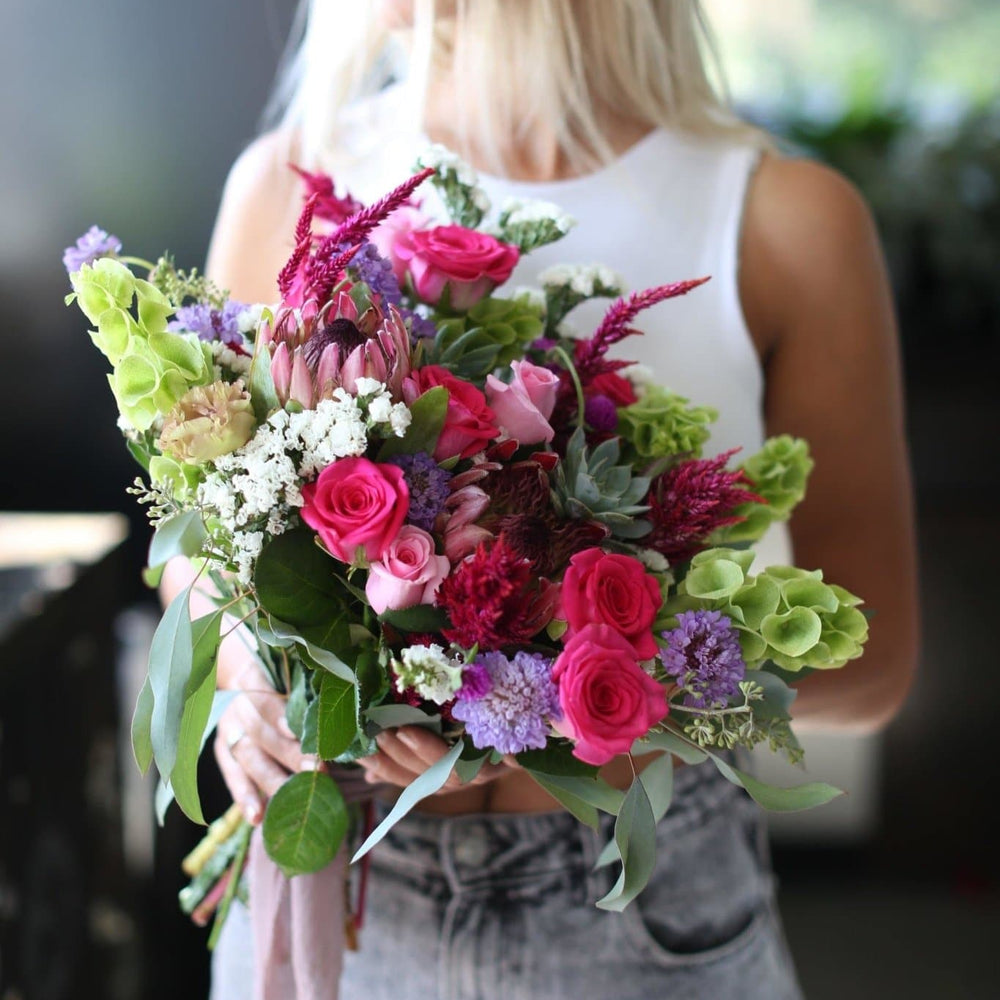 Eden(Roses with exotical flowers and succulents bouquet) - Los Angeles Florist - Pink Clover