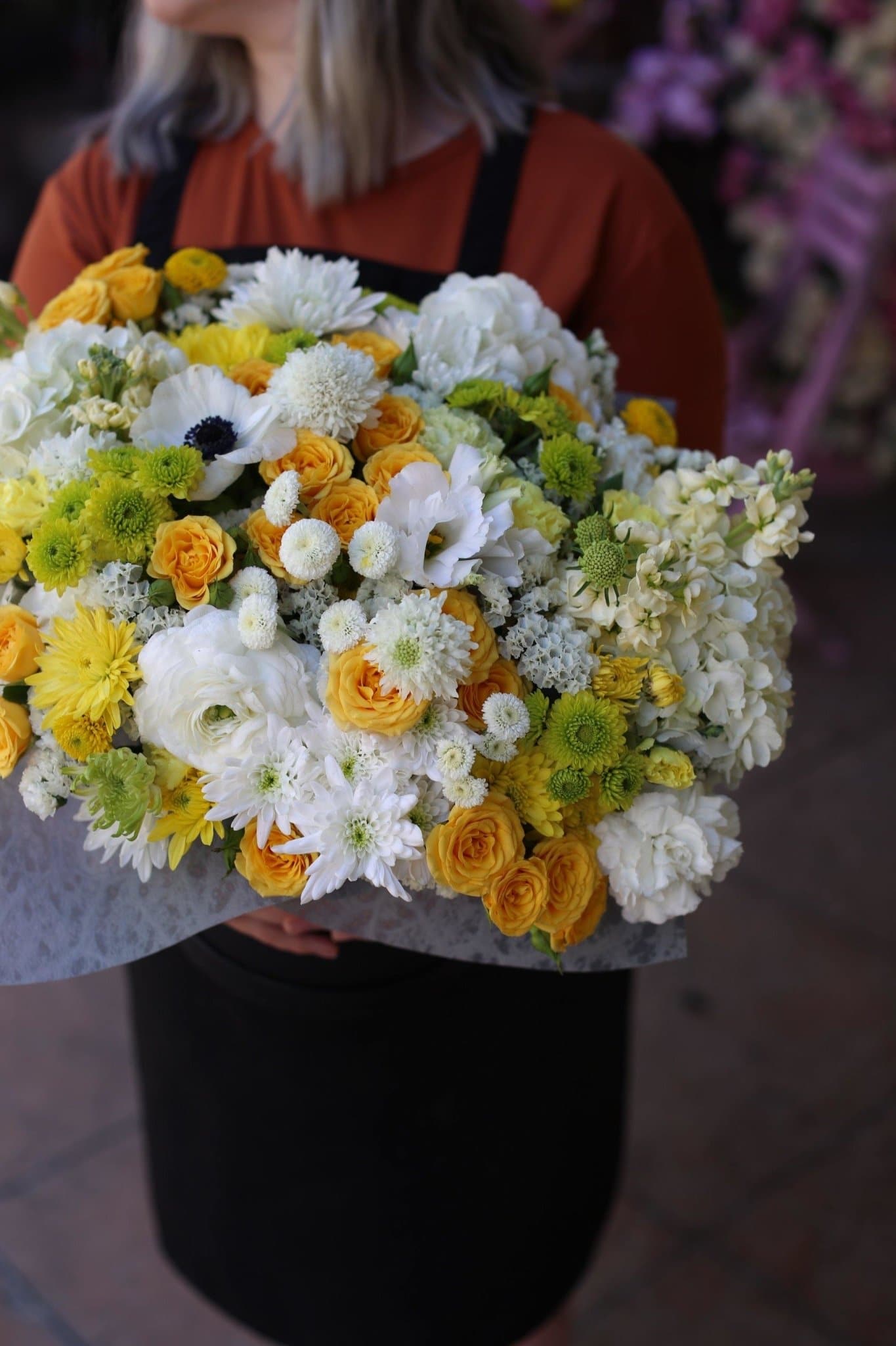 Evangeline( Anemones and ranunculus flowers in round box) - Los Angeles Florist - Pink Clover