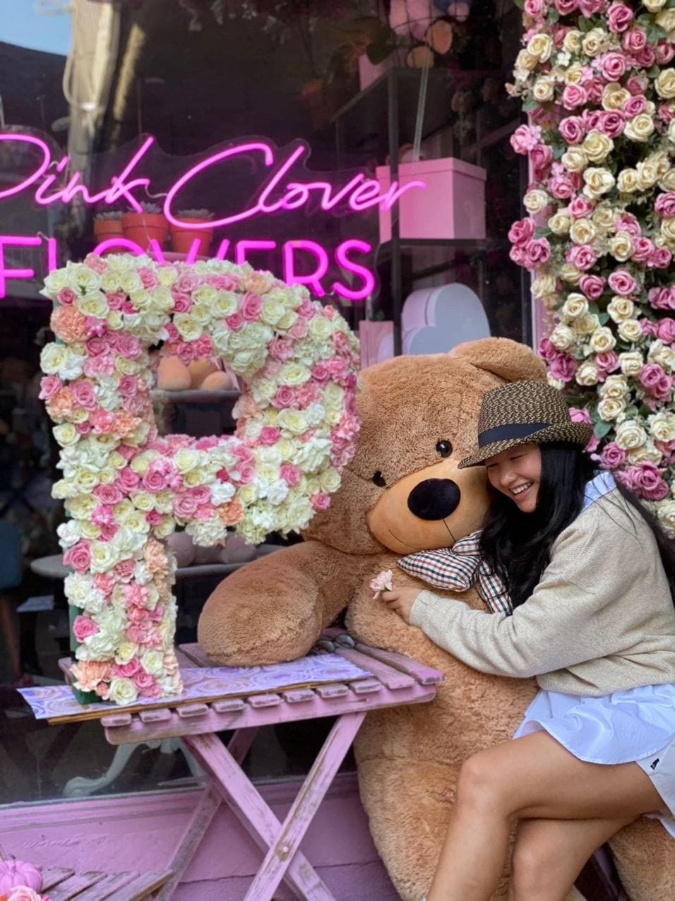 Floral initials with variety of flowers - Los Angeles Florist - Pink Clover