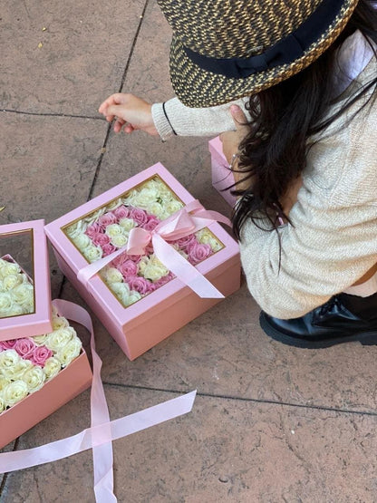 Flower box with your initials of your choice - Los Angeles Florist - Pink Clover