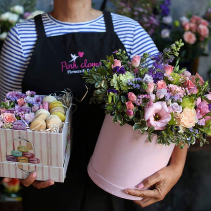 Flowers and macaroons - Los Angeles Florist - Pink Clover