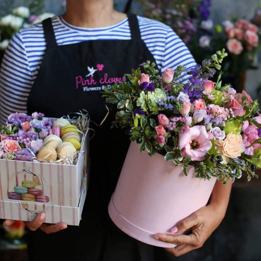 Flowers and macaroons - Los Angeles Florist - Pink Clover