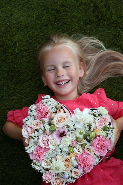 Flowers in heart box - Los Angeles Florist - Pink Clover