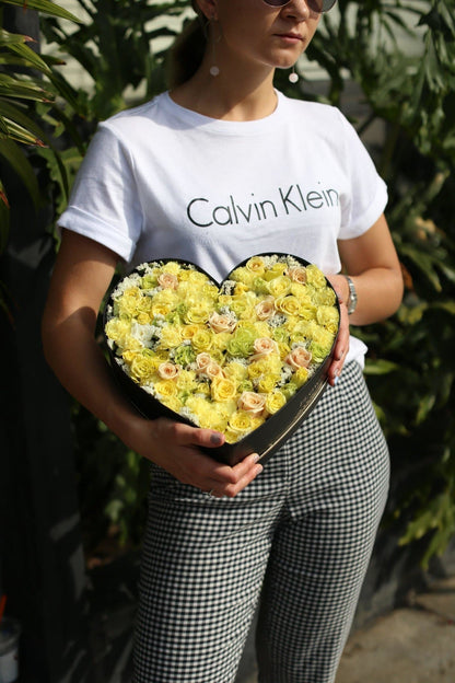 Flowers in heart box - Los Angeles Florist - Pink Clover