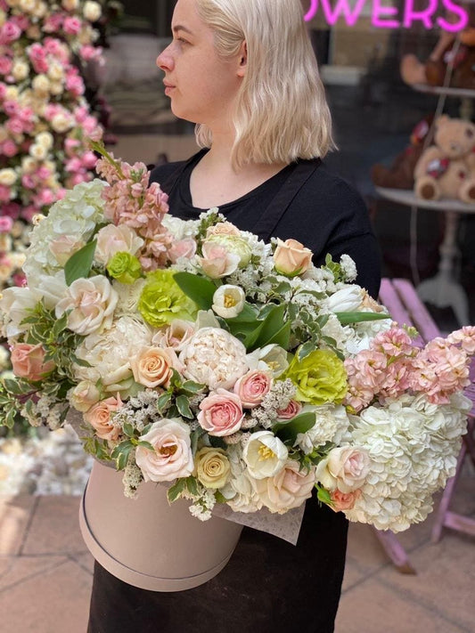 Gifita(Box of hydrangea,peonies ,garden roses and carnations ) - Los Angeles Florist - Pink Clover