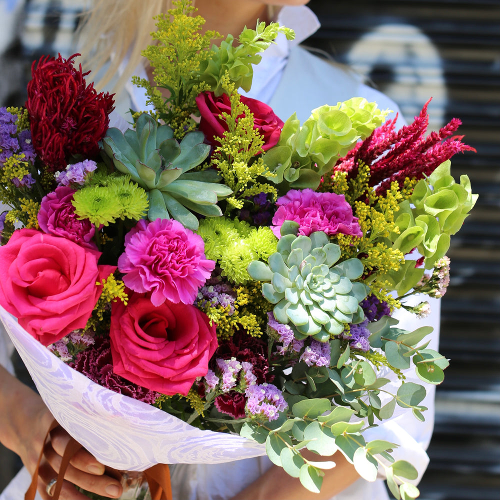 Laura (roses, succulents, carnations, greenery)