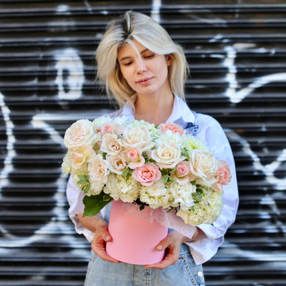 Garden roses in a box