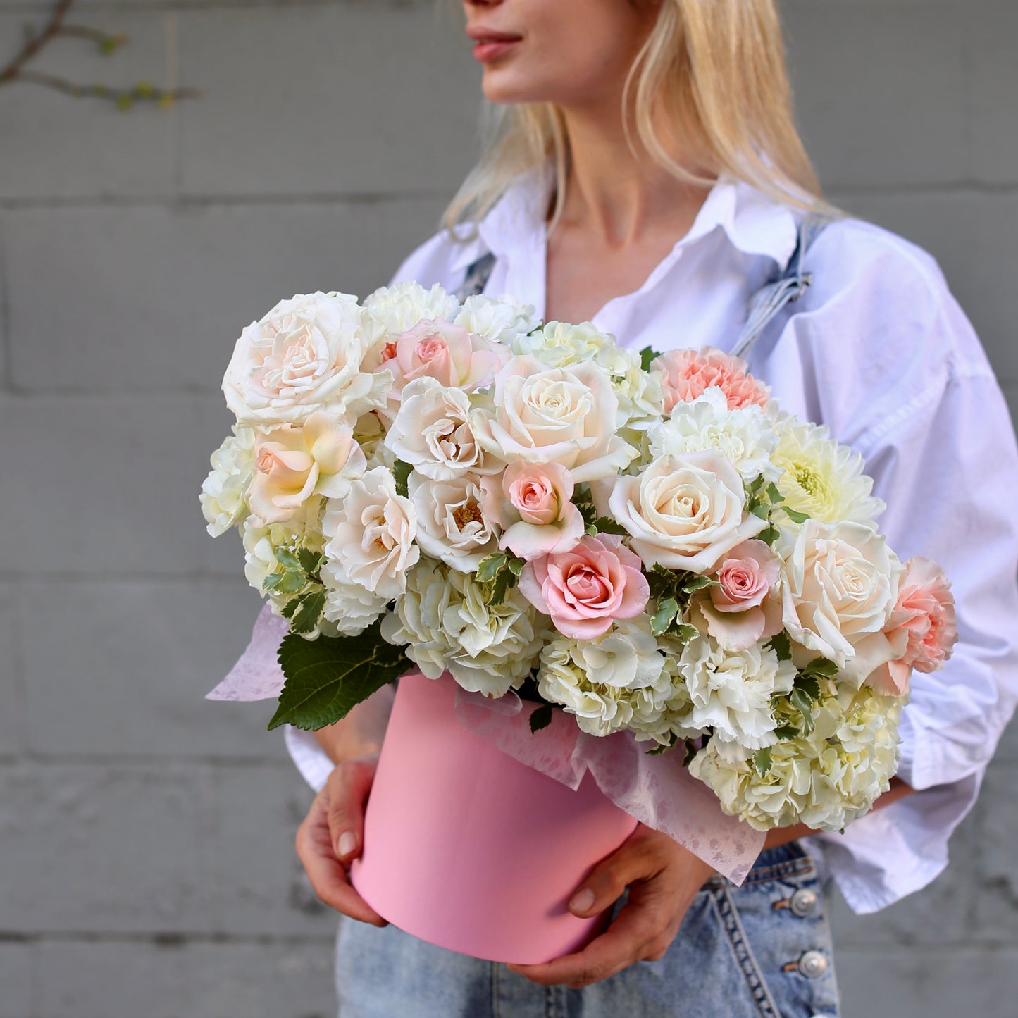 Garden roses in a box