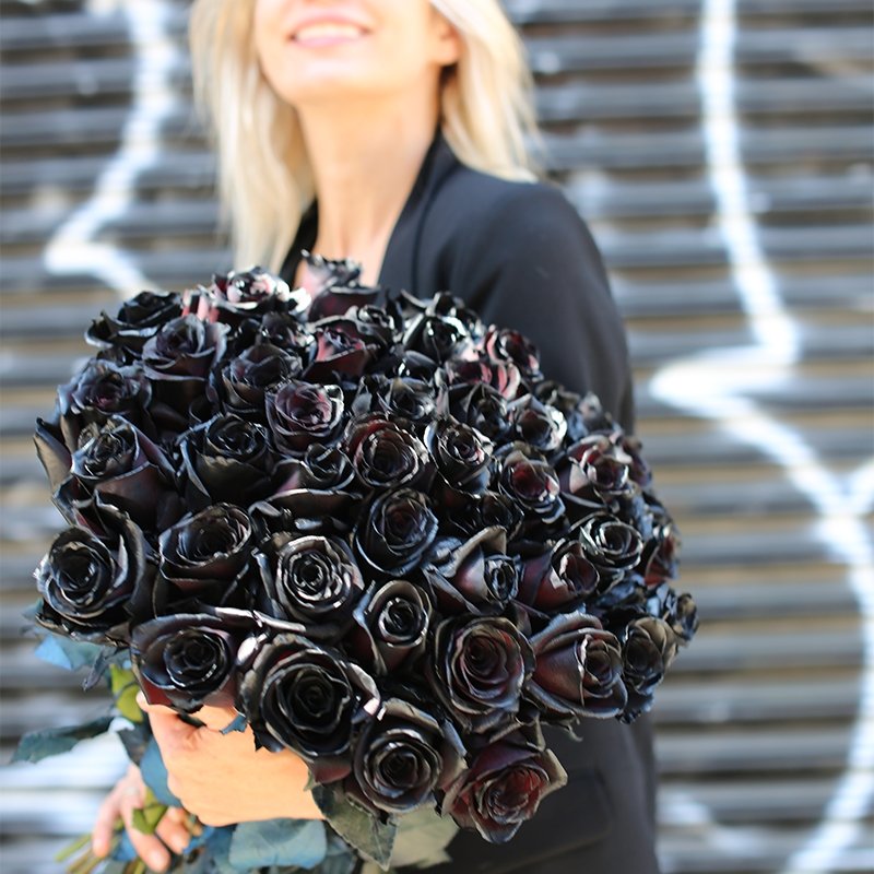 Obsidian - Bouquet of Black Roses - Los Angeles Florist - Pink Clover