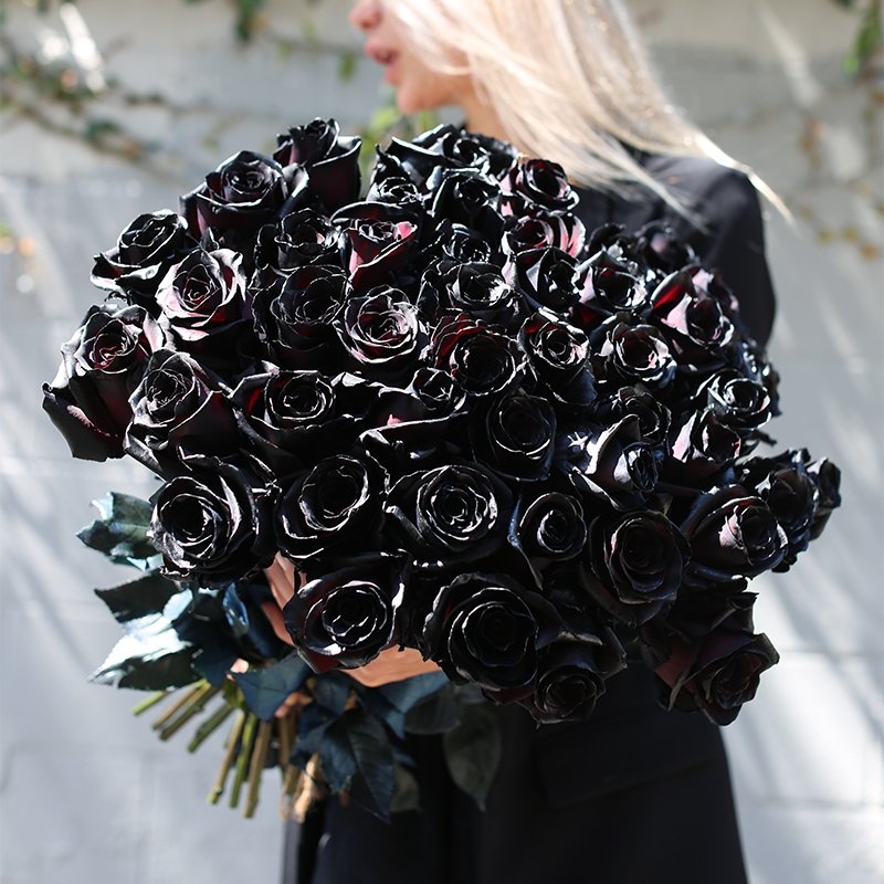 Obsidian - Bouquet of Black Roses - Los Angeles Florist - Pink Clover